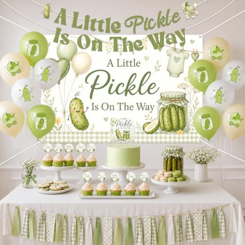 Pickle Baby Shower Party Decorations A Little Pickle is on the Way Backdrop - Image 3