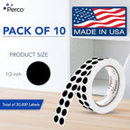 Perco Black Perforated Round Circle Dot Sticker 1/2-Inch Labels — 10 Rolls, 30,000 Stickers—Scrapbooks, Invitations for Cover-Up, Tiny Marking & Minimalist Coding, Strong Adhesive—Made in USA - Image 2
