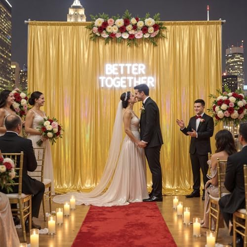 10x10ft Gold Sequin Backdrop Curtains Wedding Party Glitter Curtain Backdrop Fabric Shimmer Drapes Backdrop Bridal Baby Shower Birthday Christmas Photoshoot Background Photography 5x10FT，2 Panels - Image 6