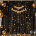 Shillance 20x10ft Black Backdrop Curtains with Lights Photo Drapes Wrinkle Free Fabric Backdrop Curtain for Wedding Birthday Party Baby Shower Bridal Shower Party Background Decorations by Shillance