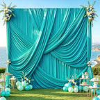 10x12 ft Turquoise Backdrop Curtains for Weddings, Birthdays and Photos by PartyVillage