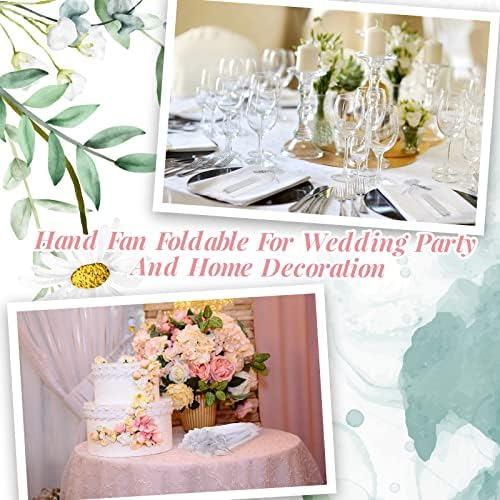 Gerrii 50 Pcs Folding Handheld Fans Paper White Wedding Fans Heart Shaped Folding Fans with Labels and Gift Bags for Wedding Celebration Birthday Party Bridal Shower Favors Kids Supplies - Image 5