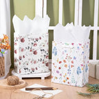 Loveinside Medium Size Gift Bags, Colorful Flower Pattern Gift Bag with Tissue Paper for Shopping, Parties, Wedding, Baby Shower, Craft-12 Pack, 7" X 4" X 9" - Image 4
