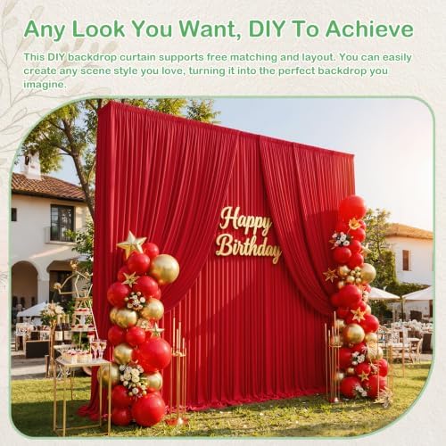 10ftx14ft Red Backdrop Curtain for Wedding Parties - Image 3