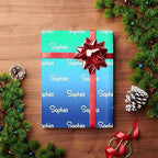 MyPupSocks Customized Name Wrapping Paper, Personalized Gradient Green & Blue Wrapping Paper Logo Text Gift Wrap Paper Roll 58x23 for Women Men Kids Boys Girls Baby Christmas 3 Rolls - Image 4