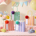 Gersoniel 24 Pcs Pastel Stripe Paper Gift Bags with Honeycomb Ball, Bright by Gersoniel