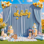 30 ft x 10 ft Wrinkle Free Dusty Blue Backdrop Curtain for Parties, 6 Panels 10ft Polyester Dusty Blue Photo Backdrop Drapes for Graduation Birthday Wedding Party Stage Curtains - Image 2