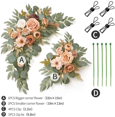 Muhanjia Wedding Sign Faux Flower Swag (Pack of 2) for Ceremony Party Reception Entrance Floral Decor Wall Easel Stand for Wedding Poster Welcome Sign (Terracotta) - Image 3