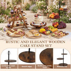 7 Pcs Wooden Cake Stands Set Dessert Tower Dessert Trays Desert Stands Cupcake Stand Rustic 3 Tier Farmhouse Cupcake Serving Stand for Wedding Baby Shower Birthday Tea Party - Image 4