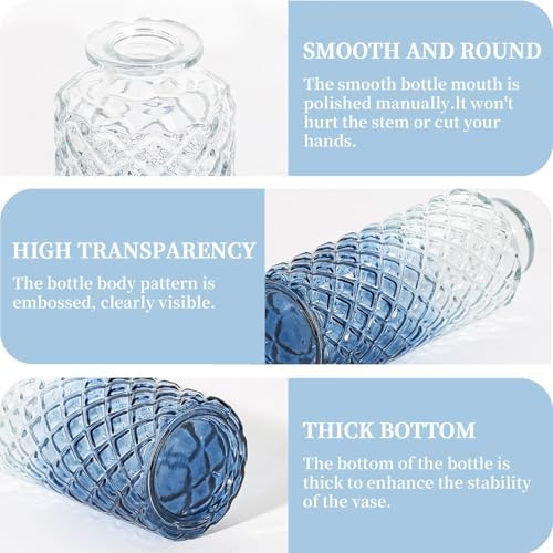 24PCS Mini Bud Vases As Wedding Centerpieces for Tables,Clear Bud Vases for Flowers,Small Flower Vases Suitable for Birthday Party,Anniversary,Wedding Reception,Baby Shower (Blue) - Image 5