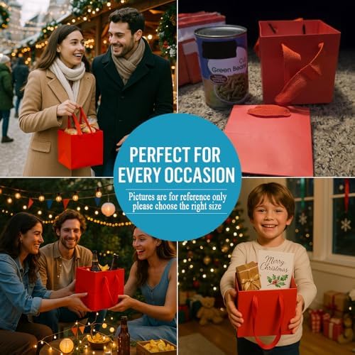 Aosric Red Square Gift Bags with Tissue Paper, 24 Pack 8x8x8 Inch - Image 7