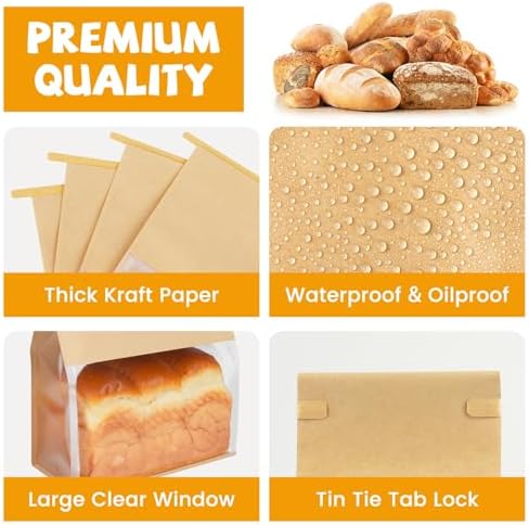 100 Pcs Bread Bags with Tabs for Homemade Sourdough Bread, 8.7"x4.3"x11" - Image 3
