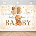 Avezano We Can Bearly Wait Banner Bear Baby Shower Decorations Bear Baby Shower Backdrop Teddy Bear Baby Shower Banner for Boys Girls (Brown, 8 x 6 ft) by AVEZANO