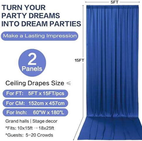 10ft×15ft Royal Blue Backdrop Curtain for Wedding Parties - Image 6
