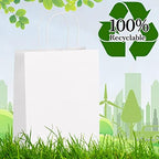 Eupako 10x5x13 White Paper Bags 100 Pack, Kraft Gift Bags with Handles - Image 3