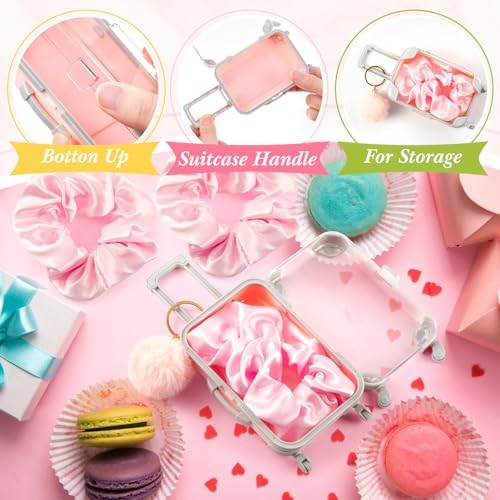 LemonRoad 60 Pcs Mini Empty Suitcase Box with Plush Keychain, Pink - Image 3