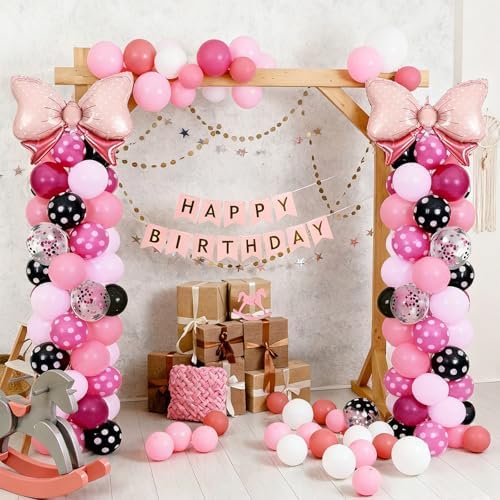 2 Set Adjustable Mouse Theme Birthday Balloon Column Stand Kit Polka Dot Pink Black White Balloons Arch Garland for Christmas Baby Shower Girl Birthday Party Decorations Supplies - Image 6