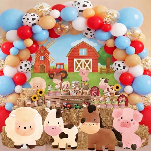 Honoson 148 Pcs Farm Animal Theme Party Decoration Backdrop Cutout Balloon - Image 6