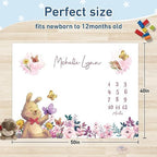 Personalized Baby Milestone Blanket for Boys Girls - Rabbit Pattern Baby Month Blanket- First Year Calendar Monthly Growth Chart - Halloween Birthday Gifts for Infant Todder - Image 3