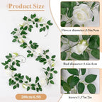U'Artlines 3 Pack Artificial White Rose Garlands Flower Vines 19.5 ft - Image 4