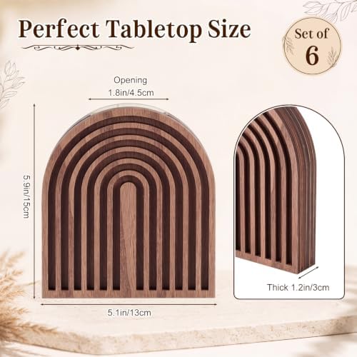 6 Pack Boho Wooden Arch Vase Rustic Wedding Centerpiece 5.1"x5.9" - Image 2