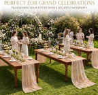 Floral Table Runner 10ft Embroidery Tulle Spring Wildflower Gauze Table Runner Seasonal Summer Butterfly Kitchen Dining Decoration for Wedding Baby Shower Birthday Party (Champagne,10 Pcs) - Image 3