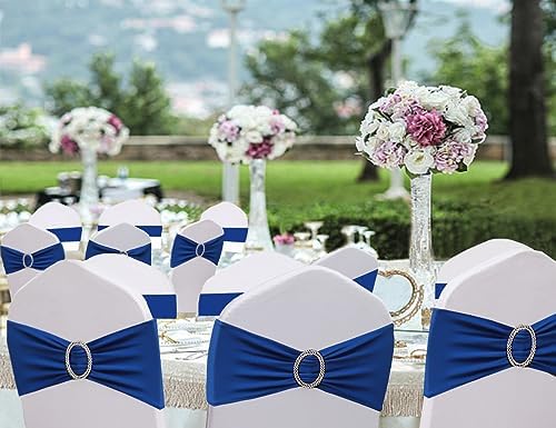 50 Pack Royal Blue Chair Sashes, Blue Chair Bands with Buckle Slider, Chair Bows for Party Wedding Birthday Decor - Image 3