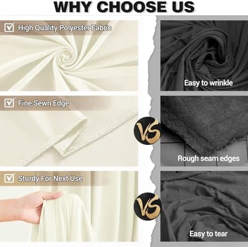 30x10ft Ivory Backdrop Curtain Panels for Parties - Wrinkle Free Polyester Photo Curtain Backdrop Wedding Back Drop Fabric Drapes for Party Decorations Background for Photography - Image 5