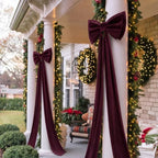 Wavwavw Christmas Giant Velvet Bow Decor Burgundy Red Big Bow 75x18 Inches - Image 6