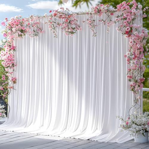 White Backdrop Curtain 10x10ft - Wrinkle Free Polyester Photo Curtain Backdrop Wedding Back Drop Fabric Drapes for Party Decorations Background for Photography - Image 4