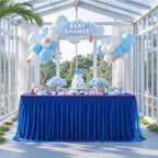 Royal Blue Fitted Tablecloth Rectangle 6 Foot Stretch Elastic Tulle Ruffle Tablecloths Rectangular Spandex Table Covers 6ft Birthday Baby Shower Wedding Party Table Cloths with Skirt 4Pack - Image 4