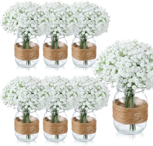 43 Pcs/ 6 Set Babybreath Mason Jar Table Centerpiece Mason Jar Vases by Yuxung