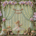 10ft x 10ft Sage Green Chiffon Backdrop Curtain with Lights String for Parties,2 Panels Sheer Tulle Curtain Wedding Backdrop for Baby Shower Birthday Party Ceremony Reception Home Decorations - Image 2