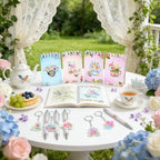 24 Pack Tea Party Favors for Guests Adults, Floral Notebook and Pen Set with Keychain & Gift Bag, Mini Tea Party Supplies for Bridal Shower Garden Party Birthday Wedding Office Gift, 6 Designs - Image 4