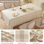 Laolitou Beige Checkered Tablecloth Rectangle Tables Buffalo Plaid Gingham Table Cloth Cotton Linen Rustic Tablecloths Washable Wrinkle Free for Party Picnic Kitchen, 60"x120" 10-12 Seats - Image 3