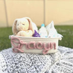 Personalized Cute Small Woven Basket with Handles, Custom Cotton Rope Room Shelf Storage Basket, Empty Decorative Gift Basket, Decorative Round Bin for Nursery Bedroom Bathroom (Style D) - Image 2