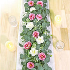 TOCHGREEN 2 Pack Artificial Eucalyptus Flower Garland with Pink White Roses by TOCHGREEN