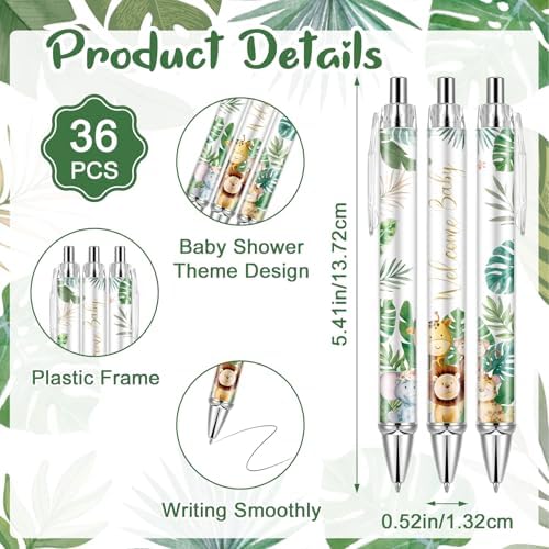145Pcs Safari Baby Shower Favors Jungle Animals Ballpoint Pens - Image 2