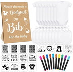 Chuarry 43 Pcs Baby Shower Kit, 8 Onesies 8 Bibs Markers 16 Stencils by Chuarry