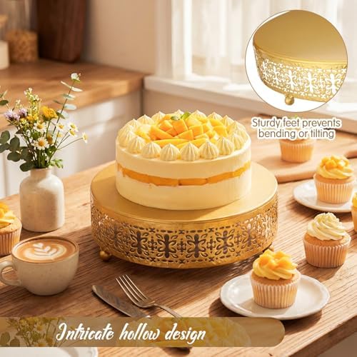 Wenqik 5 Pcs Metal Gold Cake Stand,16/14/12/10/8 in Round Cake Holder - Image 3