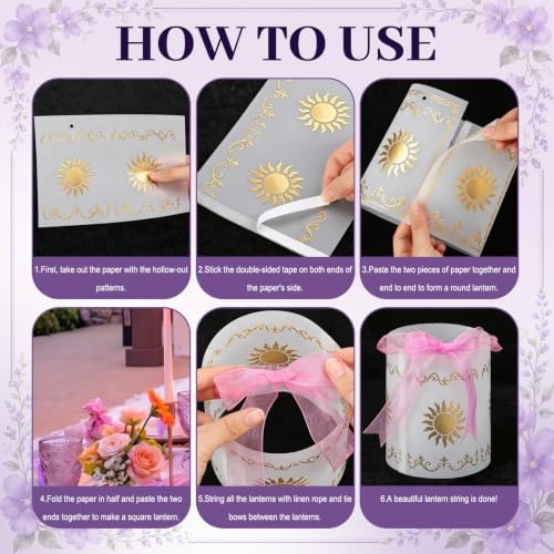 28 Pcs Princess Sun Hanging Lanterns DIY Set Purple Princess Hanging Banner - Image 6