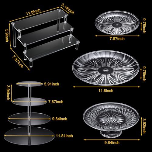 6 Pcs Acrylic Dessert Stand Set Tiered Tray Holder, Novel Style - Image 3