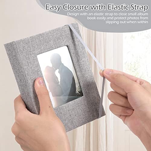 Tinlade 10 Pieces Small Photo Album 4 x 6 Inch Picture Album 26 Clear Pages Hold 52 Pictures Linen Cover Photo Book with Front Window(Gray) - Image 4