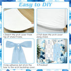 2PCS Blue Bows Arch Backdrop Covers Kit (6FT+5FT), Blue White Photography Background Stand Covers with 44 Satin Bows for Bridal Baby Shower Birthday Party 3D Bowknot Photo Booth Decor - Image 4