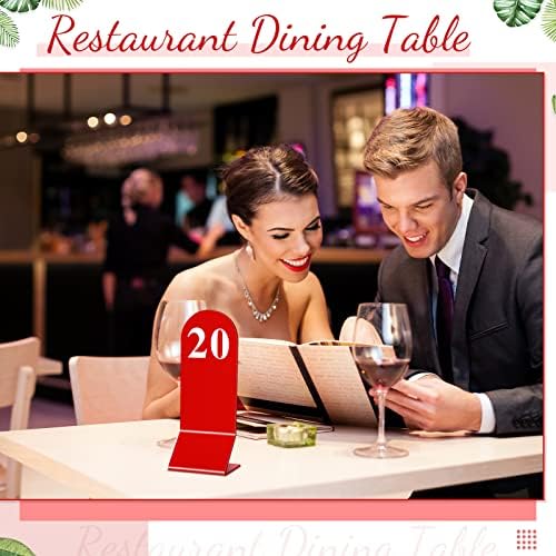 Remerry 50 Pcs Table Numbers 1-50 Acrylic Double Sided Number Cards for Restaurant Acrylic Tent Table Holders Tent Cards Wedding 2.36 x 6.3 Inch(Red) - Image 5