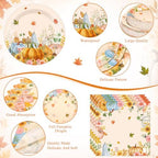 250 Pcs Fall Pumpkins Autumn Party Supplies, Paper Plates Napkins and Cups - Image 3