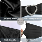 Black Chair Sashes 60 Pack Spandex Black Sashes for Chairs Universal Chair Sashes Bands with Heart Buckle Slider for Wedding Banquet Party Decorations - Image 3