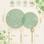 I00000 150 Pcs Clear Green Plastic Plates, Disposable Hammer Party Plates - Image 2