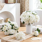 Suncalla 60 Pcs Assorted Silk Artificial Flowers, Faux Fake Full Hydrangea Peony Rose Bouquet with Leaf Stem for Wedding Centerpiece Bridal DIY Craft Baby Shower Party Decor(White) - Image 3