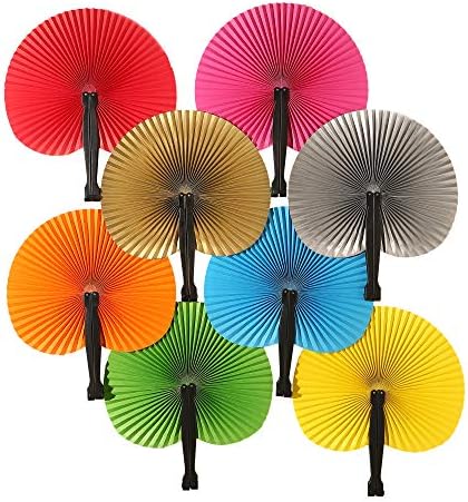 24 Pieces Multicolor Round Paper Fans by Bestage
